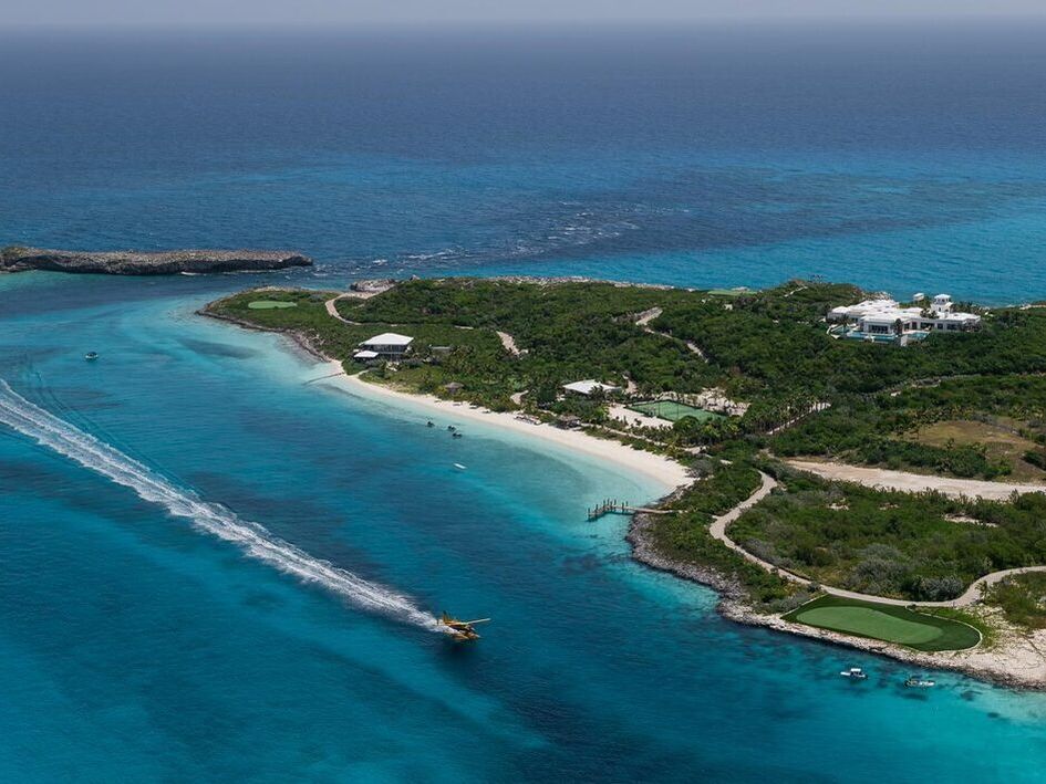 Over Yonder Cay private island aerial view